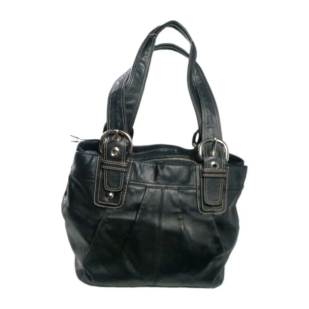 Coach Soho Pleated Black Leather Tote Bag F15045 Vintage Y2K